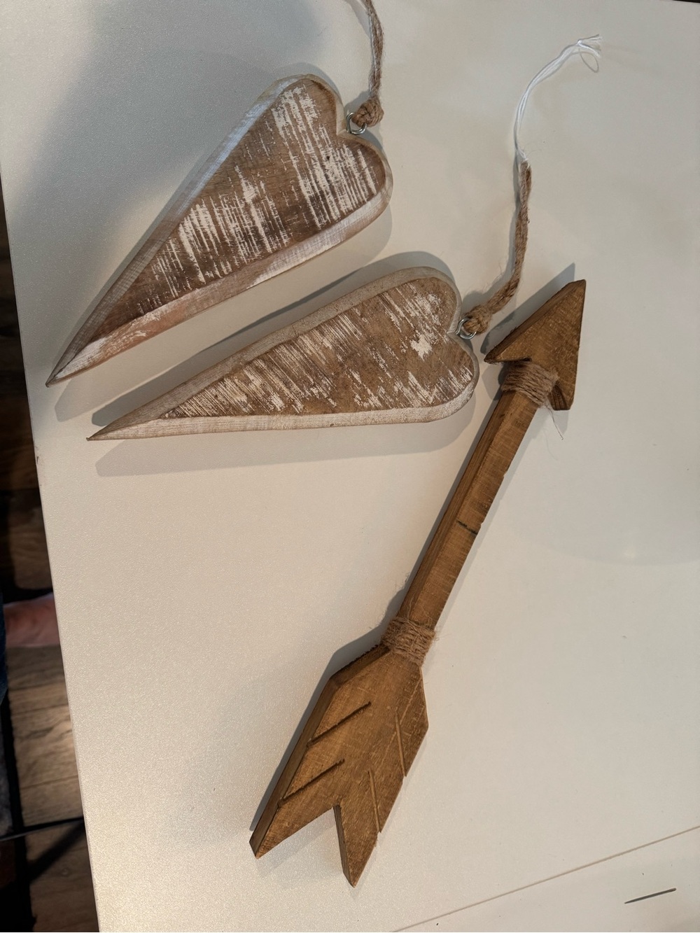 Rustic Wooden Arrow and Heart Hanging Decor - Neutral Wood Finish